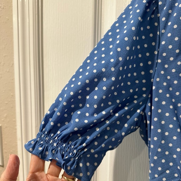 Kate Spade Cornflower Blue Tea Garden Toss Poplin Fit and Flare Dress - Picture 15 of 16